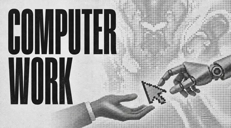 Computer work passed from a human hand to a machine hand